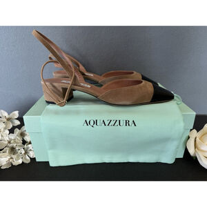 Aquazzura Tan and Black Heels